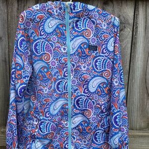 Simply Southern purple and blue paisley rain jacket